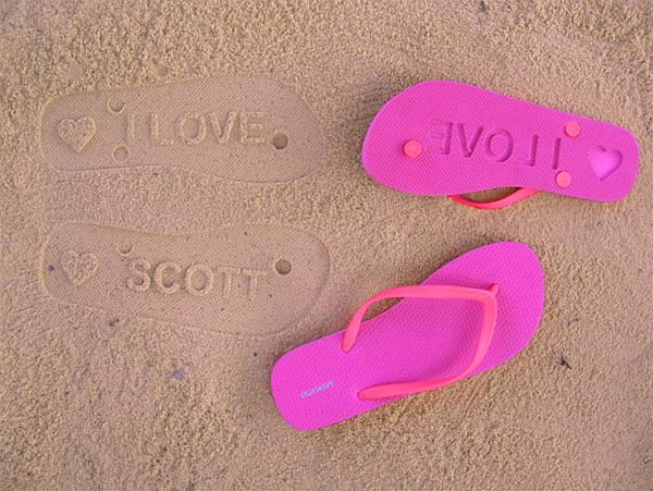 Love Scot Sand Imprint Flip Flops