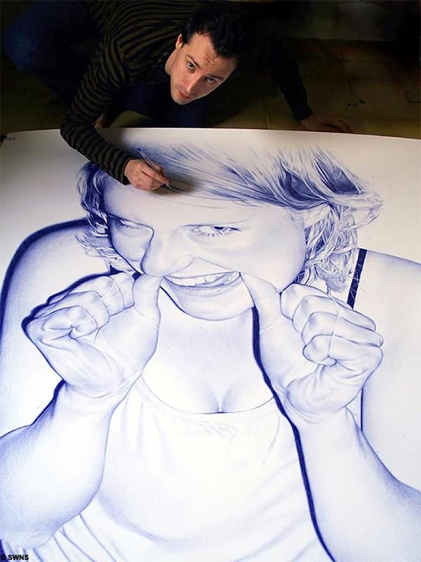 Paintings made with ballpoint pen