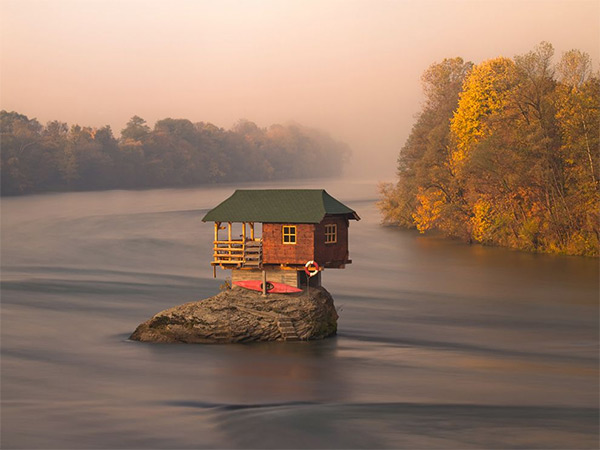 House in the middle of Drina River, Serbia