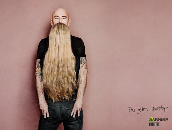 Long Hair That Looks Like a Beard, Clever Ads by Garnier Fructis