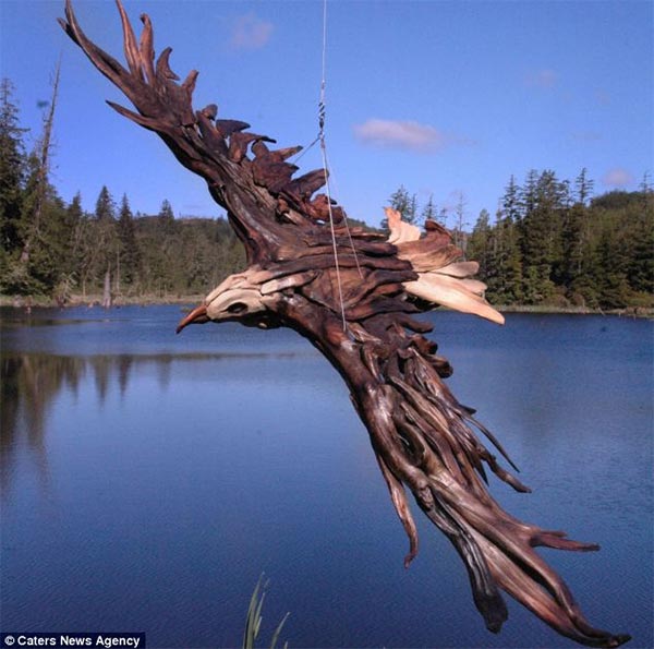 Giant Bird Made Out of Driftwood