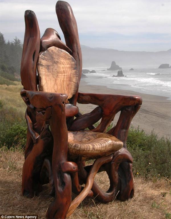 Giant Chair Made Out of Driftwood