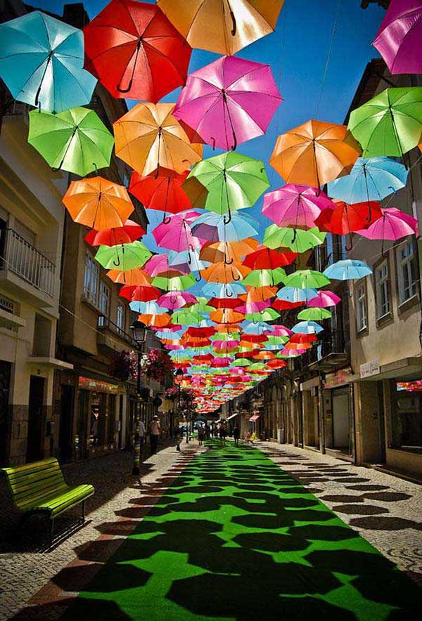 Colorful Floating Umbrellas