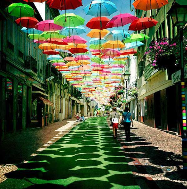 Colorful Umbrellas Magically Float in Mid-Air