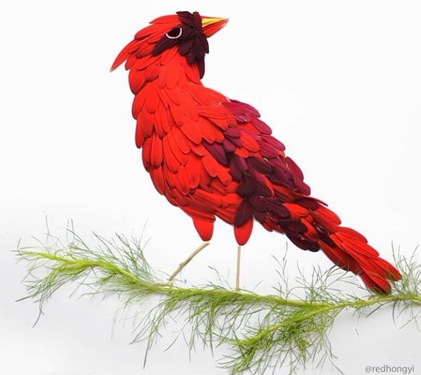 Birds Made of Flower Petals and Leaves by Red Hong