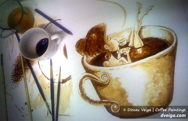 Girl in Coffee Paint by Dirceu Vegia