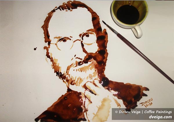 Steve Jobs Coffee Paint by Dirceu Vegia