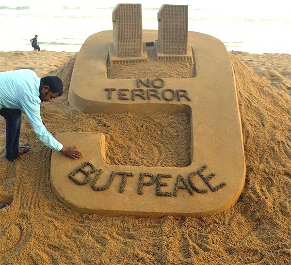 World Trade Center Sand Sculpture by Sudarshan Pattnaik