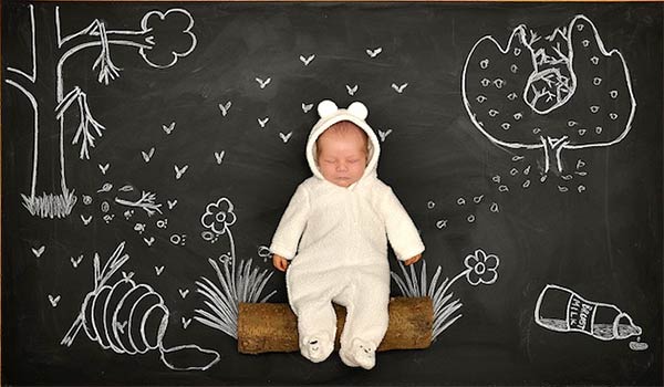 Mother Creates Baby's Adorable Blackboard Adventures
