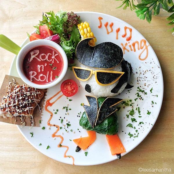 Elvis Portrait Made with Food