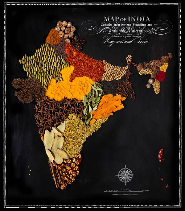 Maps of Countries Made Out of Real Food