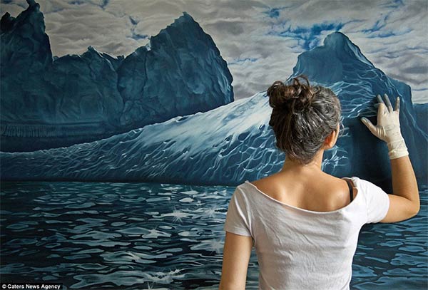Photo-realistic Icebergs Painting by Zaria Forman