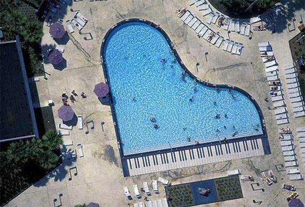 Piano-Shaped Swimming Pool