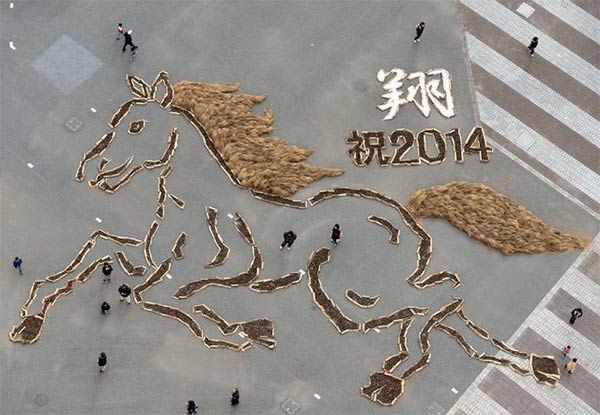 Horse Made Up From 30,000 Pine Cones