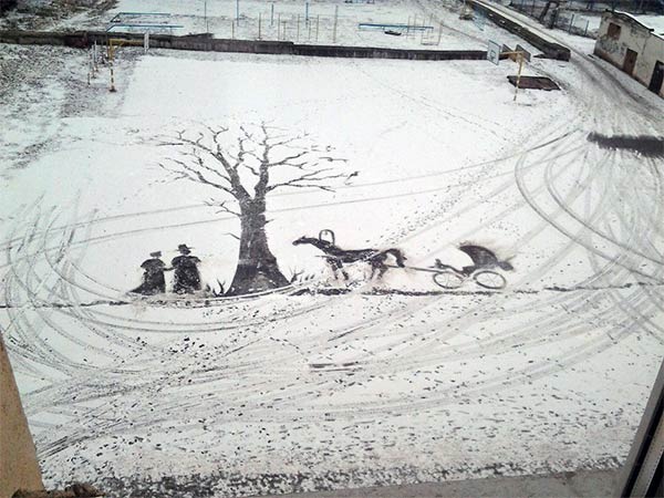 Snow Art with Broom