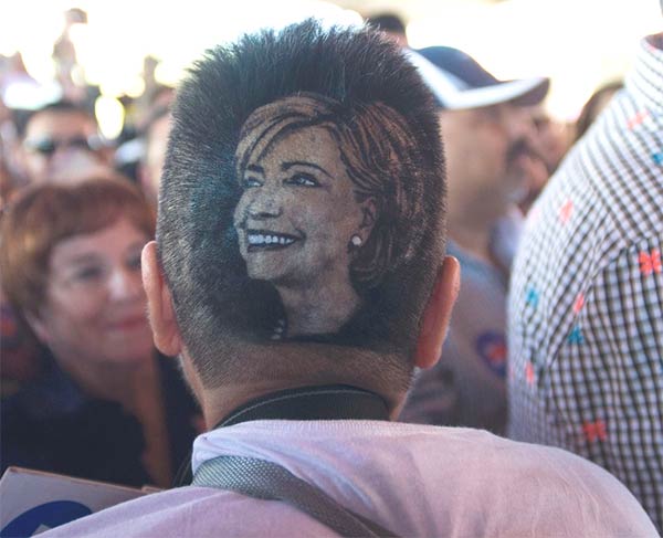 Hillary Clinton supporter gets portrait shaved into her head