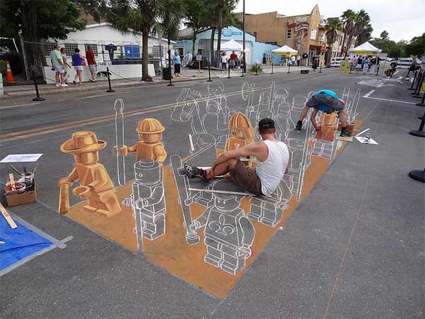 3D Lego Street Art - Terracotta Army Inspired Drawing