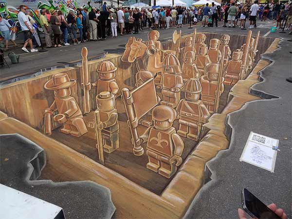 3D Lego Street Art - Terracotta Army Inspired Drawing