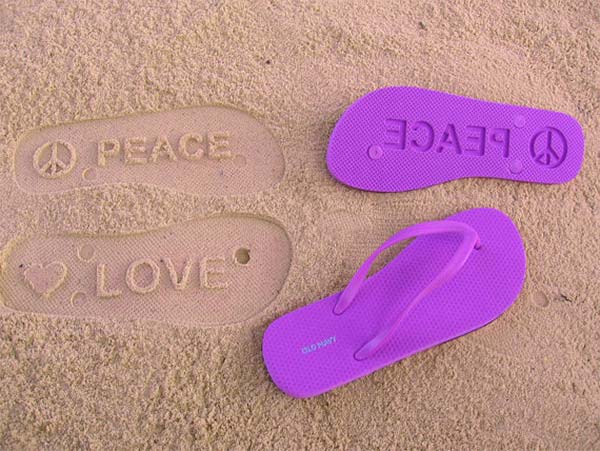 Love - Peace Sand Imprint Flip Flops