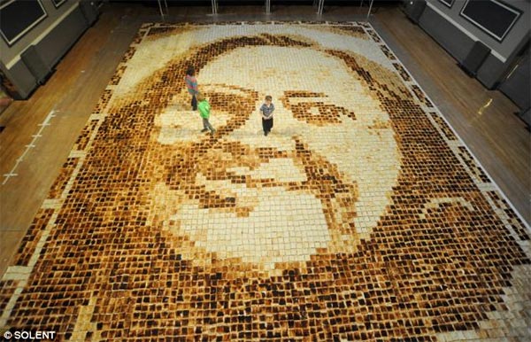 Mother-in-Law Recreated with Huge Toast Portrait by Laura Hadland