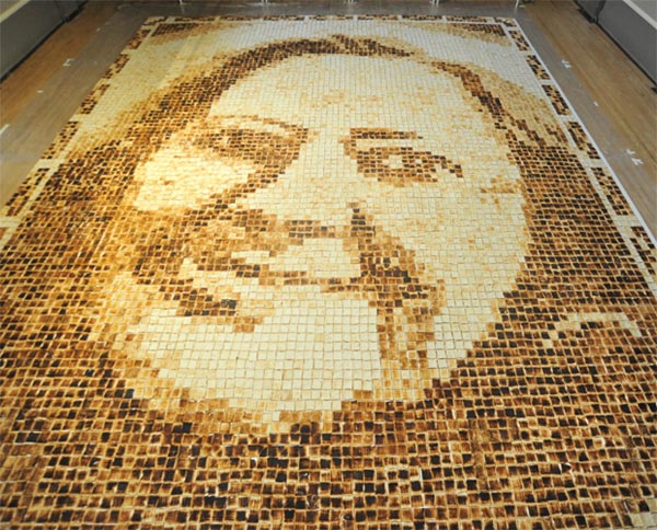 Mother-in-Law Recreated with Huge Toast Portrait by Laura Hadland