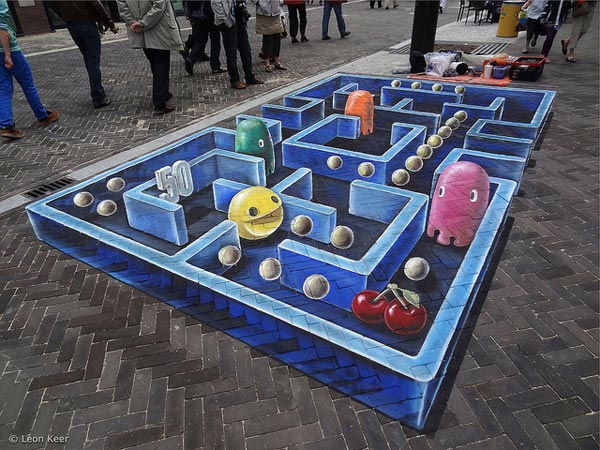 3d street art pacman