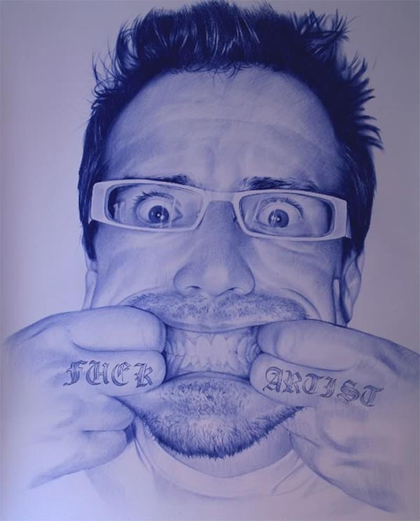 Paintings made with ballpoint pen