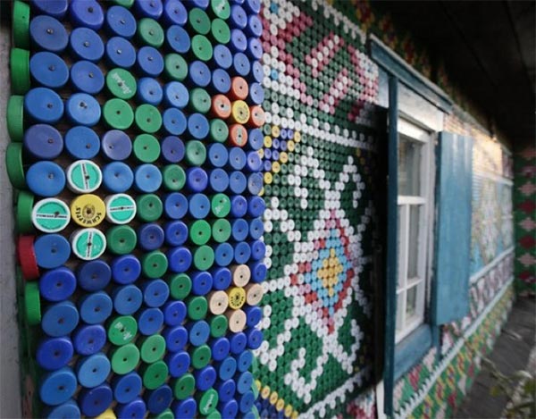 Woman Decorates House with 30,000 Plastic Bottle Caps