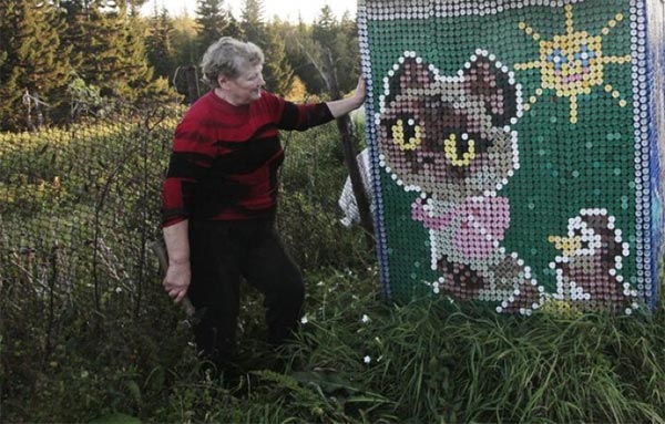 Woman Decorates House with 30,000 Plastic Bottle Caps