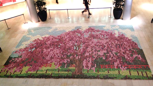 Massive Cherry Blossom Tree Painting Made Out Of Cupcakes