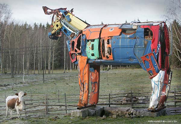Giant Cows Made from Recycled Car Parts