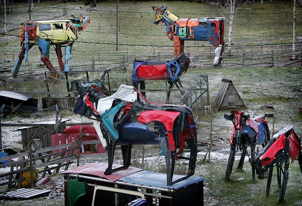 Giant Cows Made from Recycled Car Parts