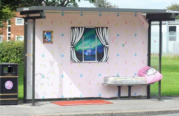 Bus stops that became homes overnight: Street artists in protest against banks