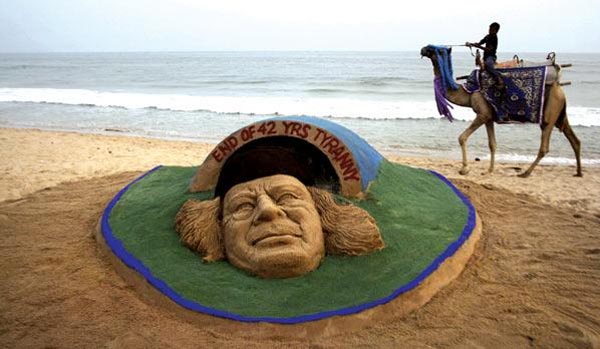 Gadhafi Sand Sculpture