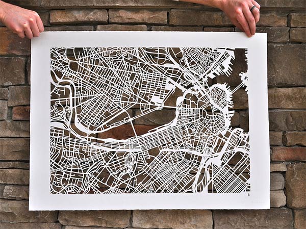 Hand Cut Maps by Karen O'Leary