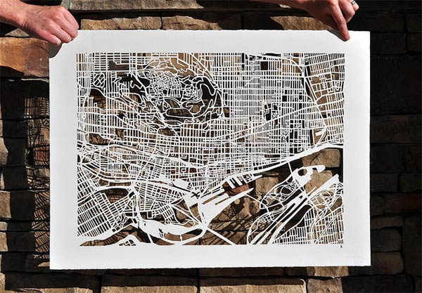 Hand Cut Maps by Karen O'Leary