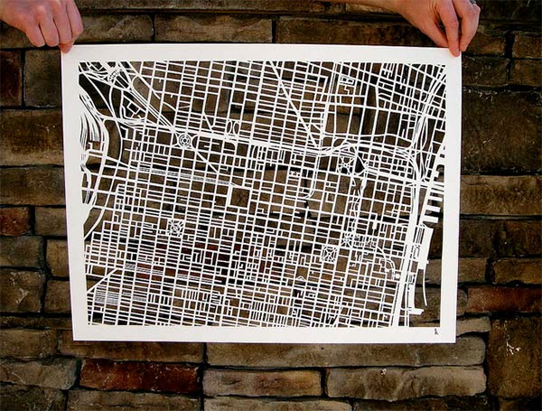 Hand Cut Maps by Karen O'Leary