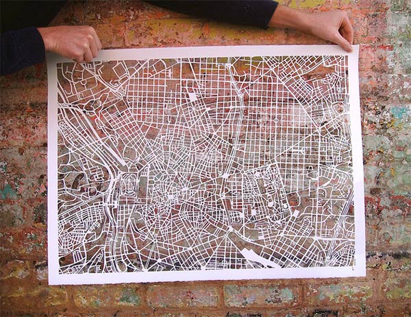 Hand Cut Maps by Karen O'Leary