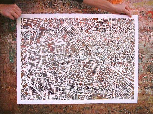 Hand Cut Maps by Karen O'Leary