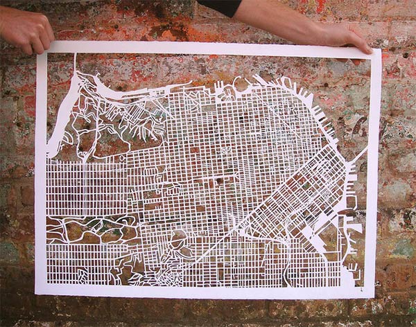 Hand Cut Maps by Karen O'Leary