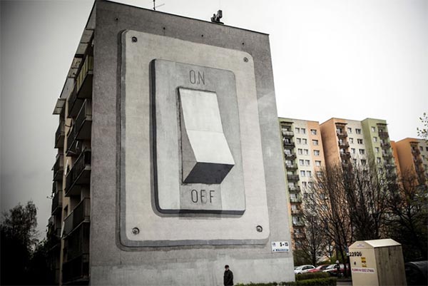 Building-size Light Switch Painted on Building