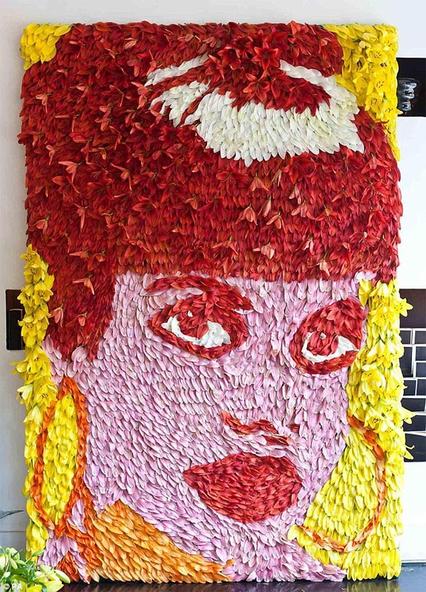 Lily Allen Portrait Made of 1800 Real Lilies 