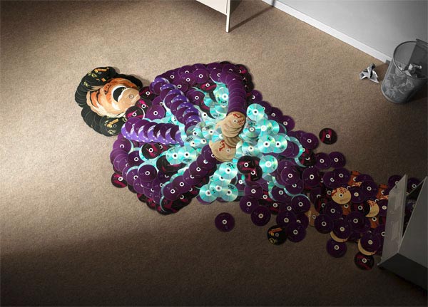 Creative Portraits Carefully Created By Using CDs