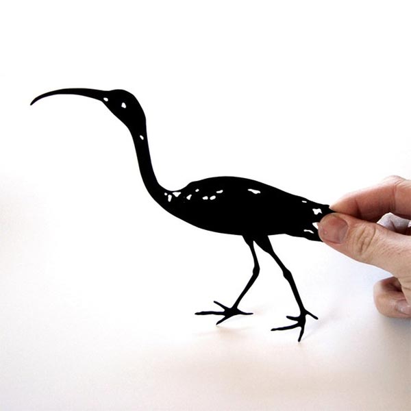 Paper-cut Ibis Silhouette