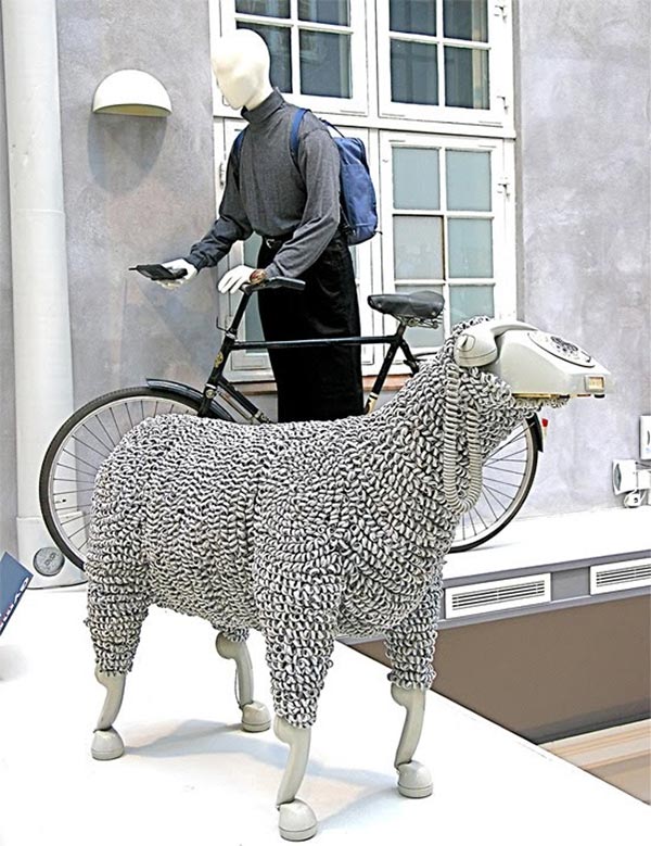 Sheep Sculptures Made from Rotary Telephones