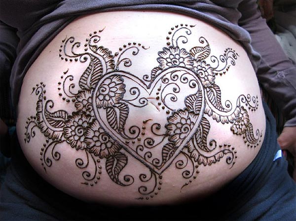 Pregnant Belly with Mehndi Design