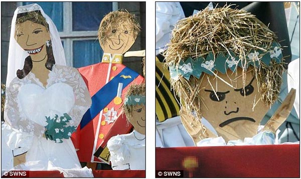 Royal Family Wedding Scene Recreated with Scarecrows