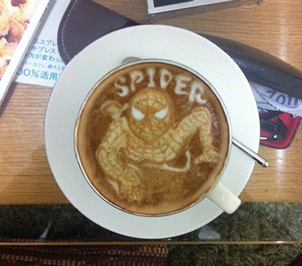 Spider-Mman Coffee Art