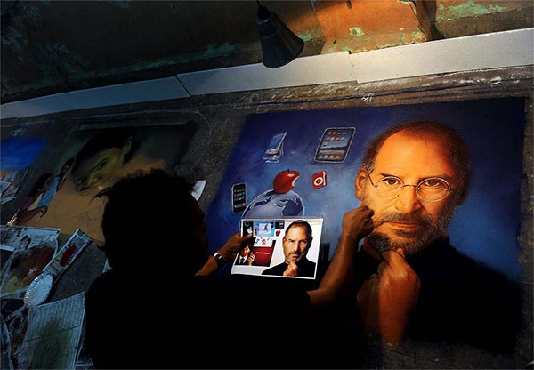 Beautiful Rangoli Depicting Steve Jobs