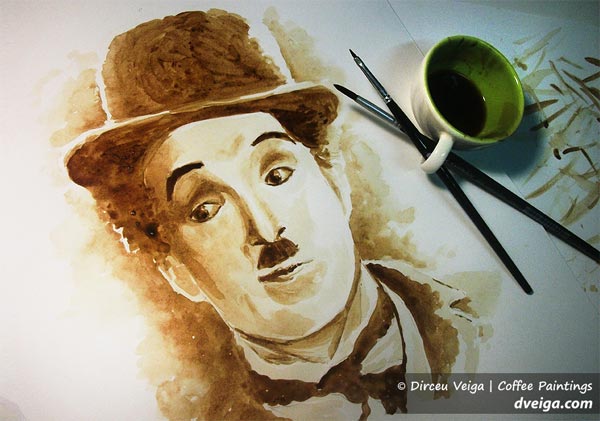 Charlie Chaplin Coffee Paint by Dirceu Vegia